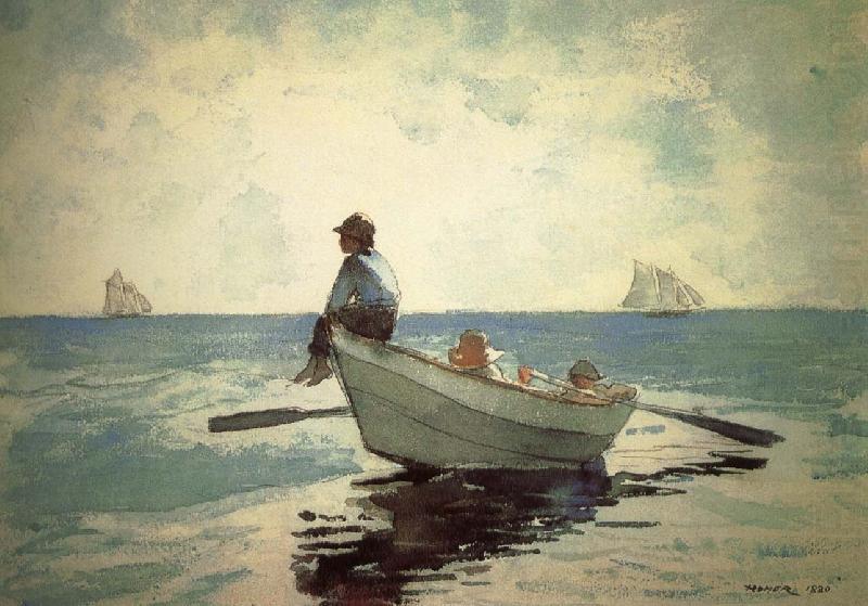 Small fishing boats on the boy, Winslow Homer